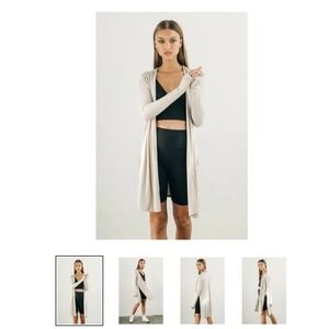 Joah Brown Luna Long Open Cardigan Sweater Womens S/M Small Medium Sheer Knit